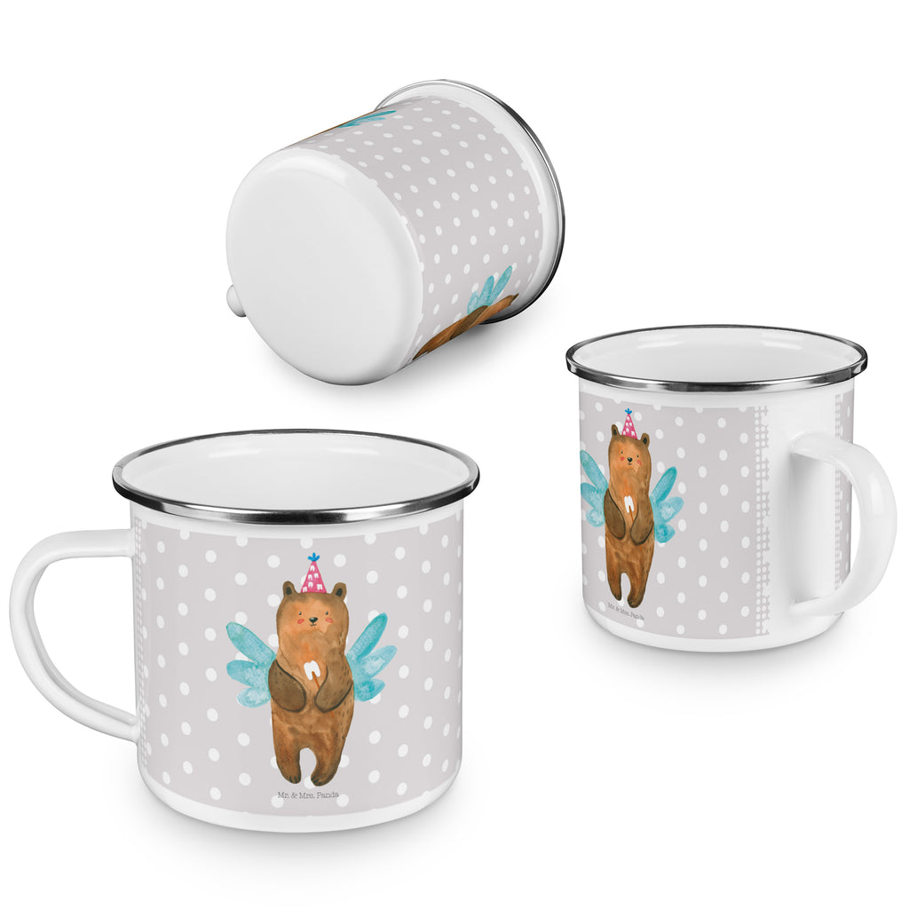 Camping Emaille Tasse Zahnfee Bär Campingtasse, Trinkbecher, Metalltasse, Outdoor Tasse, Emaille Trinkbecher, Blechtasse Outdoor, Emaille Campingbecher, Edelstahl Trinkbecher, Metalltasse für Camping, Kaffee Blechtasse, Camping Tasse Metall, Bär, Teddy, Teddybär, Zahnfee, Fee, Milchzahn, Erster Zahn
