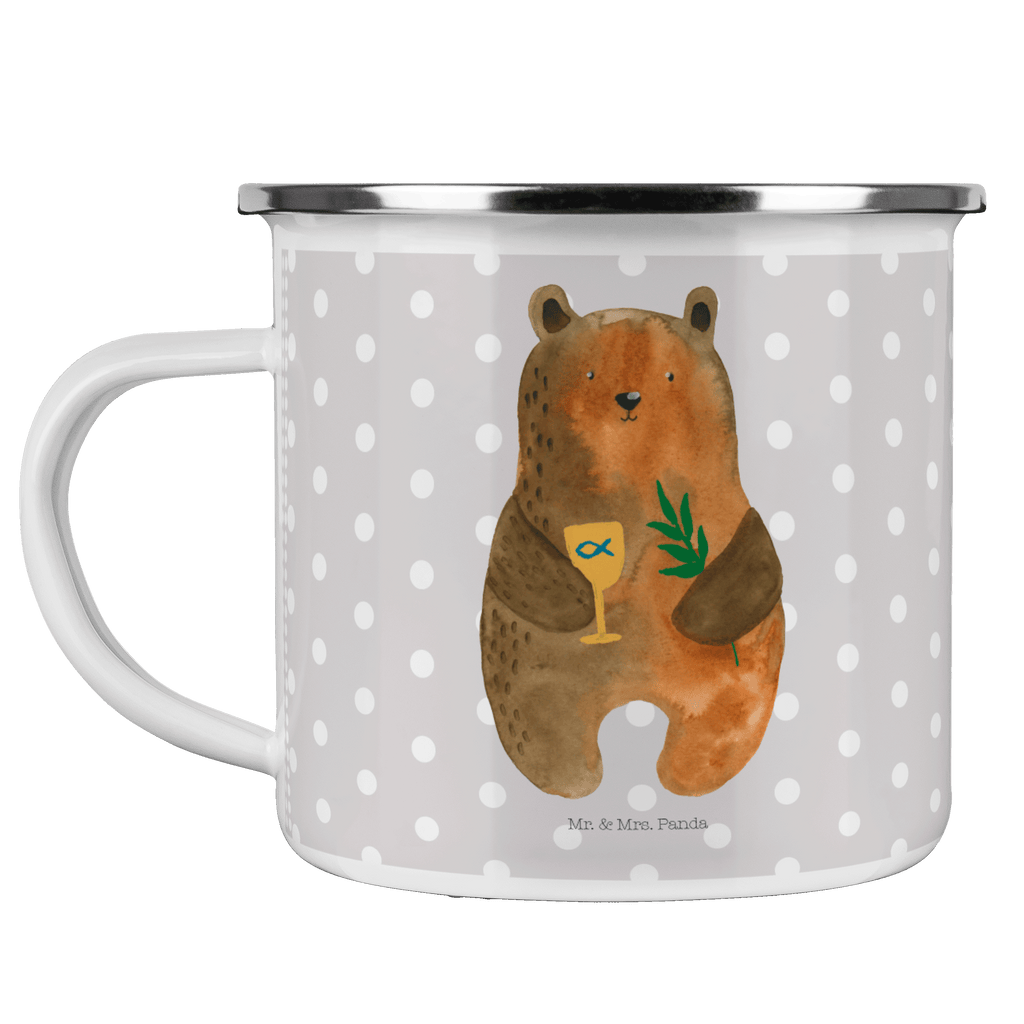 Camping Emaille Tasse Konfirmation-Bär Campingtasse, Trinkbecher, Metalltasse, Outdoor Tasse, Emaille Trinkbecher, Blechtasse Outdoor, Emaille Campingbecher, Edelstahl Trinkbecher, Metalltasse für Camping, Kaffee Blechtasse, Camping Tasse Metall, Bär, Teddy, Teddybär, Konfirmation, Kirche, evangelisch, Gottesdienst
