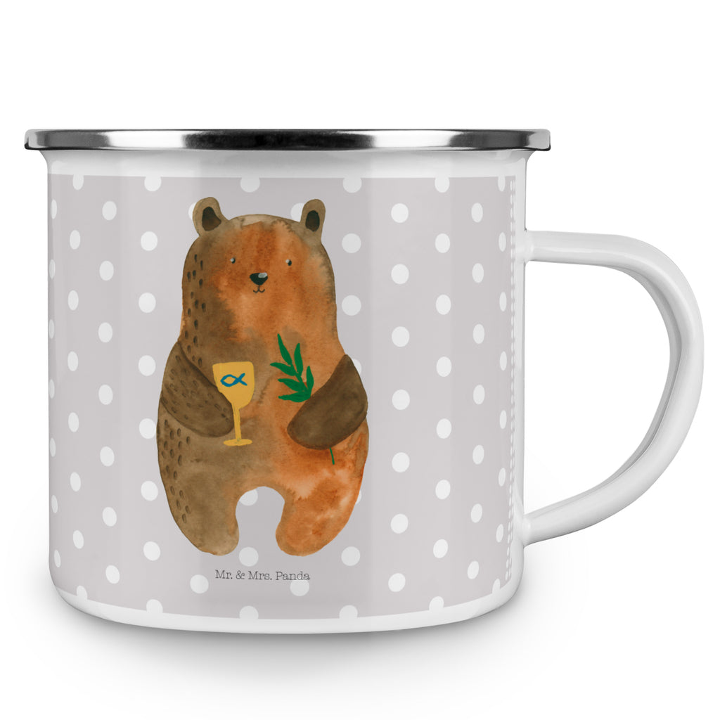 Camping Emaille Tasse Konfirmation-Bär Campingtasse, Trinkbecher, Metalltasse, Outdoor Tasse, Emaille Trinkbecher, Blechtasse Outdoor, Emaille Campingbecher, Edelstahl Trinkbecher, Metalltasse für Camping, Kaffee Blechtasse, Camping Tasse Metall, Bär, Teddy, Teddybär, Konfirmation, Kirche, evangelisch, Gottesdienst