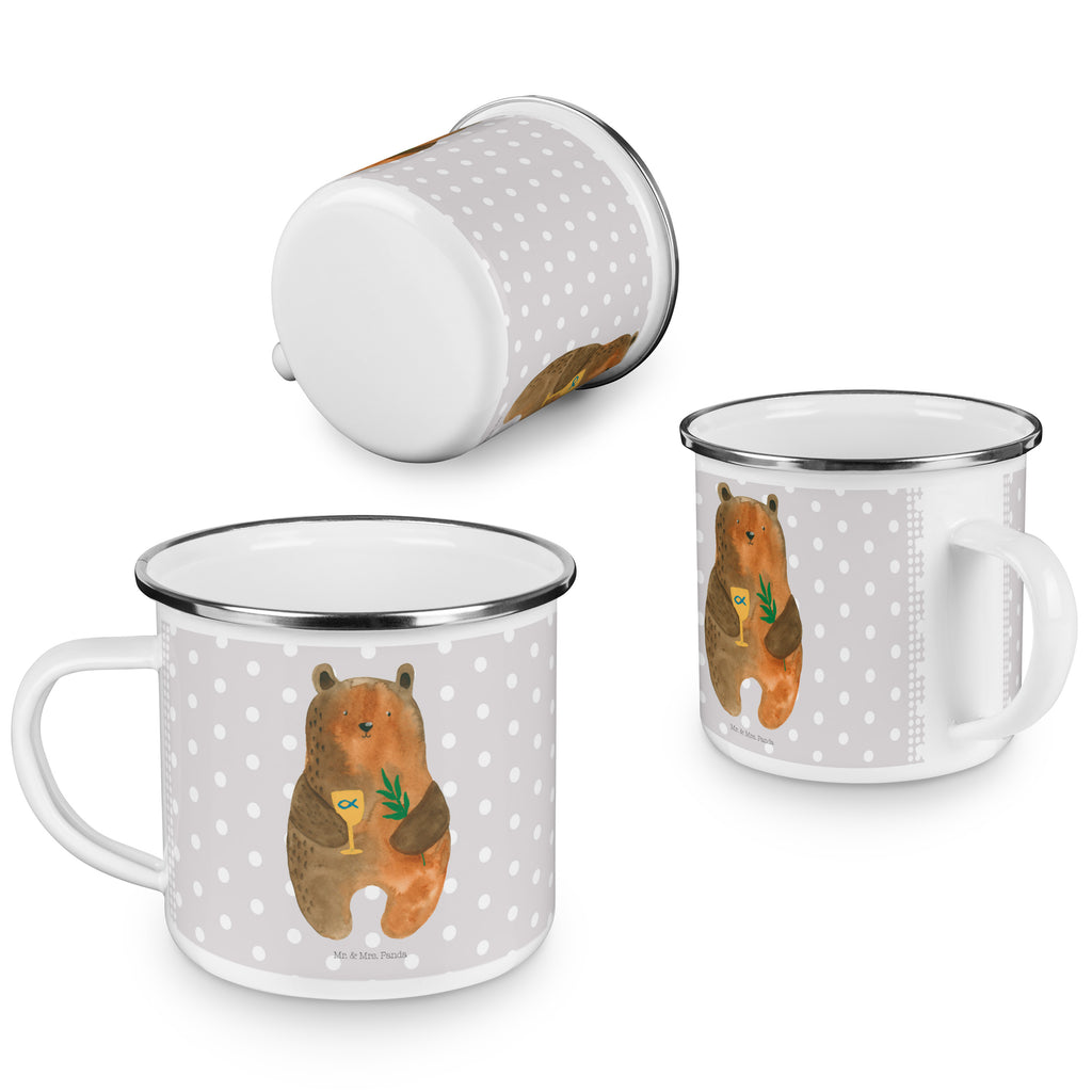 Camping Emaille Tasse Konfirmation-Bär Campingtasse, Trinkbecher, Metalltasse, Outdoor Tasse, Emaille Trinkbecher, Blechtasse Outdoor, Emaille Campingbecher, Edelstahl Trinkbecher, Metalltasse für Camping, Kaffee Blechtasse, Camping Tasse Metall, Bär, Teddy, Teddybär, Konfirmation, Kirche, evangelisch, Gottesdienst