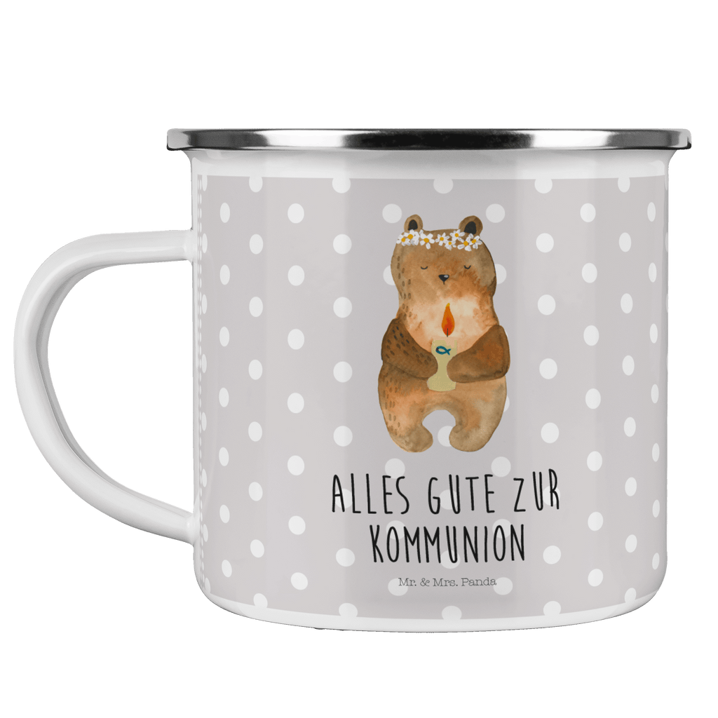 Camping Emaille Tasse Kommunion-Bär Campingtasse, Trinkbecher, Metalltasse, Outdoor Tasse, Emaille Trinkbecher, Blechtasse Outdoor, Emaille Campingbecher, Edelstahl Trinkbecher, Metalltasse für Camping, Kaffee Blechtasse, Camping Tasse Metall, Bär, Teddy, Teddybär, Kommunion, Gottes Segen, Taufkerze, katholisch