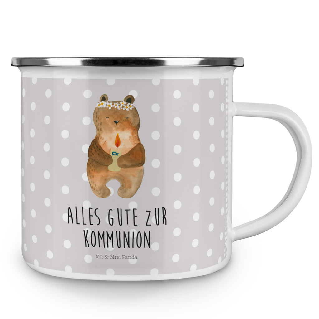 Camping Emaille Tasse Kommunion-Bär Campingtasse, Trinkbecher, Metalltasse, Outdoor Tasse, Emaille Trinkbecher, Blechtasse Outdoor, Emaille Campingbecher, Edelstahl Trinkbecher, Metalltasse für Camping, Kaffee Blechtasse, Camping Tasse Metall, Bär, Teddy, Teddybär, Kommunion, Gottes Segen, Taufkerze, katholisch