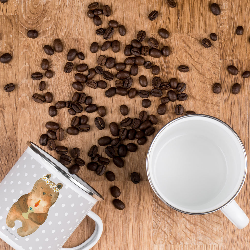 Camping Emaille Tasse Kommunion-Bär Campingtasse, Trinkbecher, Metalltasse, Outdoor Tasse, Emaille Trinkbecher, Blechtasse Outdoor, Emaille Campingbecher, Edelstahl Trinkbecher, Metalltasse für Camping, Kaffee Blechtasse, Camping Tasse Metall, Bär, Teddy, Teddybär, Kommunion, Gottes Segen, Taufkerze, katholisch