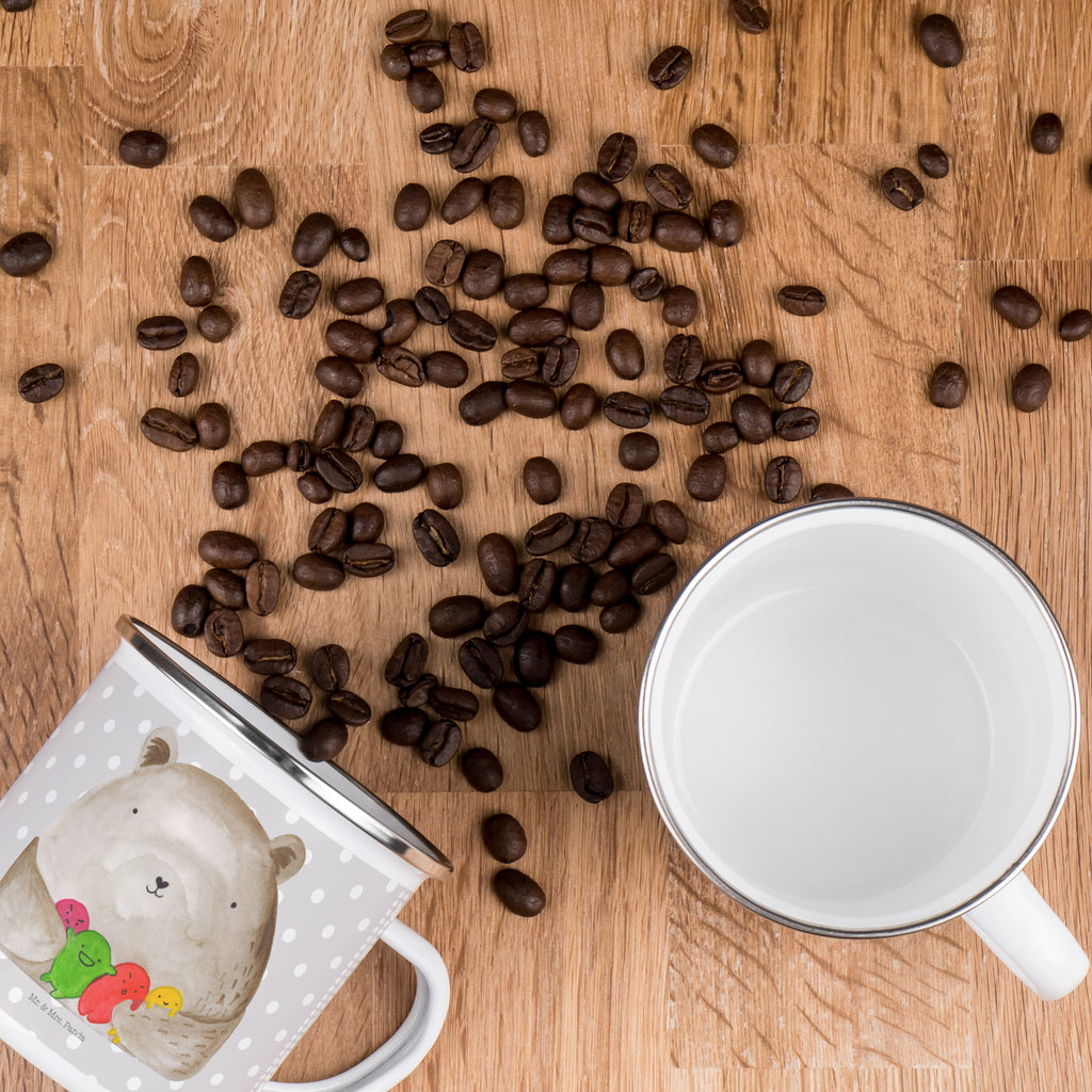 Camping Emaille Tasse Bär Gefühl Campingtasse, Trinkbecher, Metalltasse, Outdoor Tasse, Emaille Trinkbecher, Blechtasse Outdoor, Emaille Campingbecher, Edelstahl Trinkbecher, Metalltasse für Camping, Kaffee Blechtasse, Camping Tasse Metall, Bär, Teddy, Teddybär, Wahnsinn, Verrückt, Durchgedreht