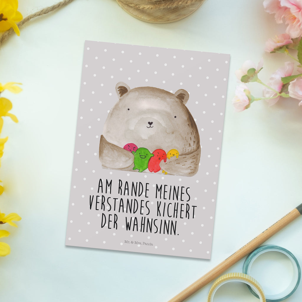 Postkarte Bär Gefühl Geschenkkarte, Grußkarte, Karte, Einladung, Ansichtskarte, Geburtstagskarte, Einladungskarte, Dankeskarte, Bär, Teddy, Teddybär, Wahnsinn, Verrückt, Durchgedreht