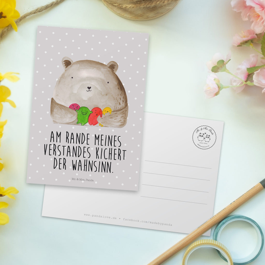 Postkarte Bär Gefühl Geschenkkarte, Grußkarte, Karte, Einladung, Ansichtskarte, Geburtstagskarte, Einladungskarte, Dankeskarte, Bär, Teddy, Teddybär, Wahnsinn, Verrückt, Durchgedreht