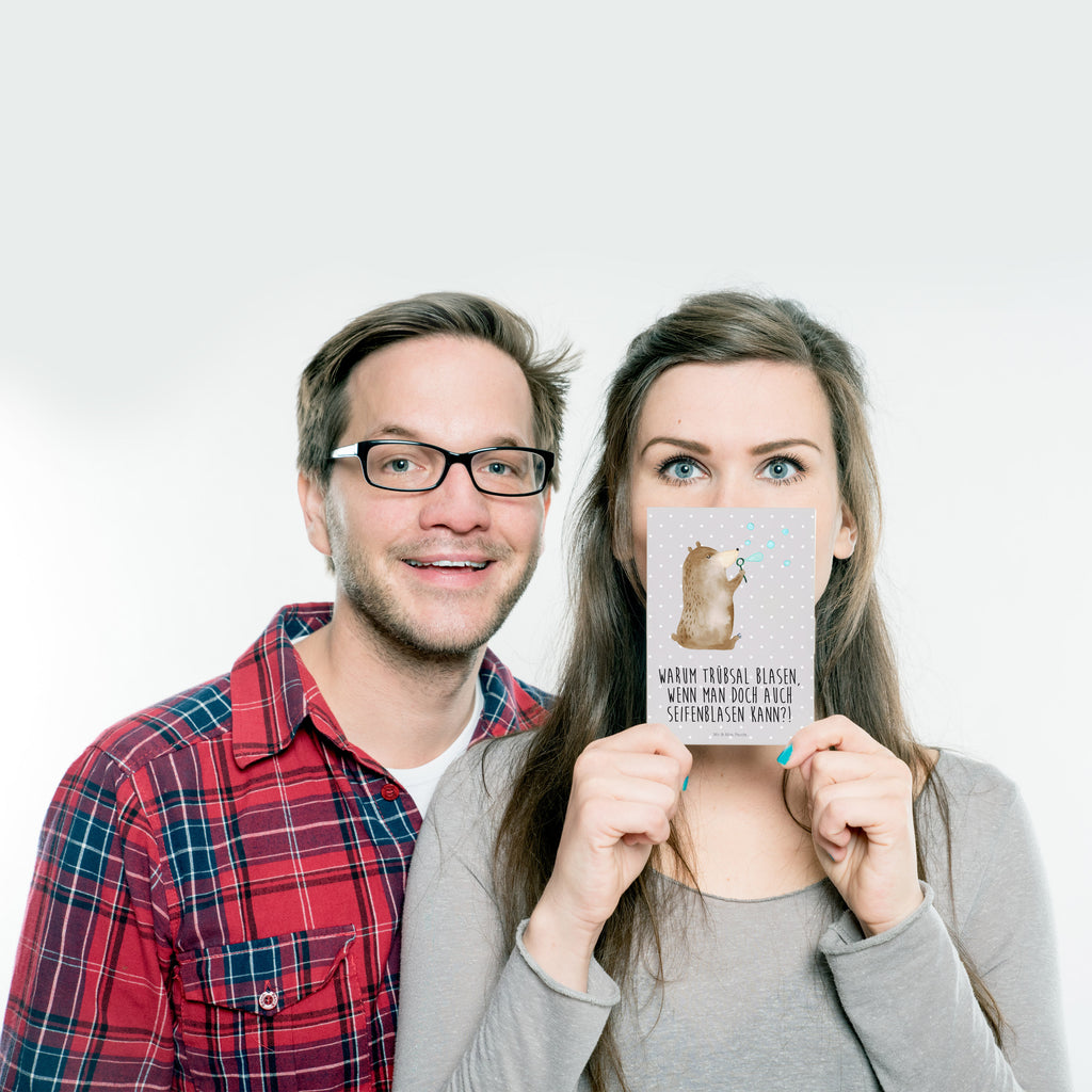Postkarte Bär Seifenblasen Geschenkkarte, Grußkarte, Karte, Einladung, Ansichtskarte, Geburtstagskarte, Einladungskarte, Bär, Teddy, Teddybär, Seifenblasen Bär Lustig Sein Glücklich Traurig Happy