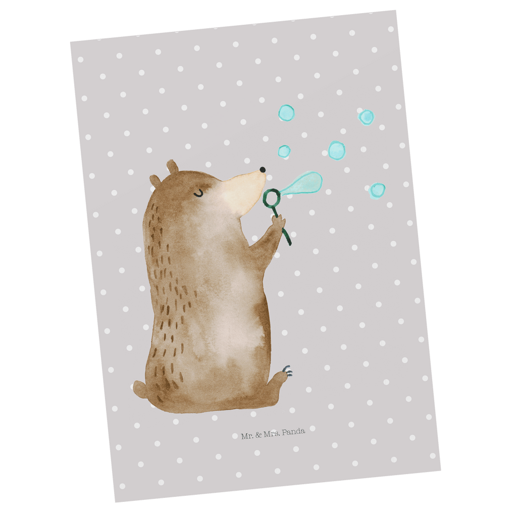 Postkarte Bär Seifenblasen Geschenkkarte, Grußkarte, Karte, Einladung, Ansichtskarte, Geburtstagskarte, Einladungskarte, Bär, Teddy, Teddybär, Seifenblasen Bär Lustig Sein Glücklich Traurig Happy