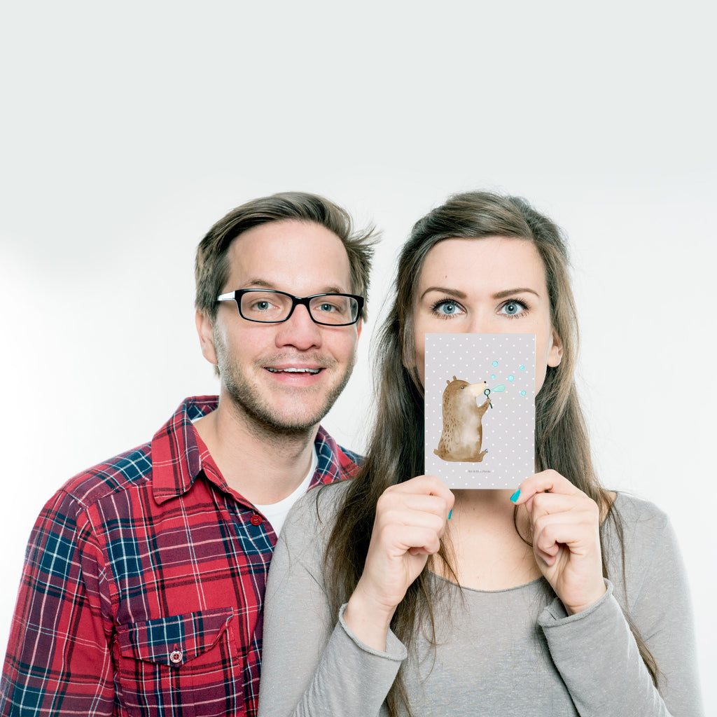 Postkarte Bär Seifenblasen Geschenkkarte, Grußkarte, Karte, Einladung, Ansichtskarte, Geburtstagskarte, Einladungskarte, Bär, Teddy, Teddybär, Seifenblasen Bär Lustig Sein Glücklich Traurig Happy