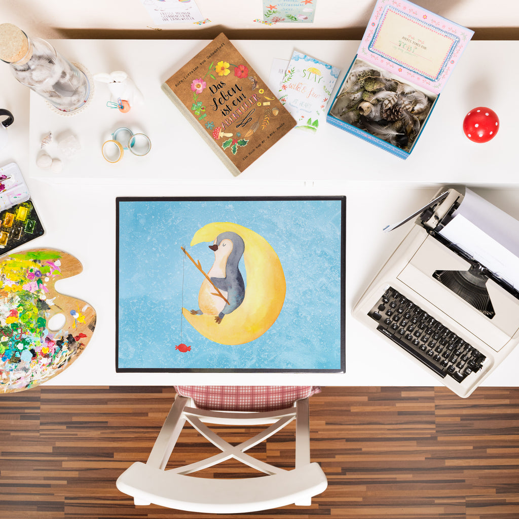 Schreibtischunterlage Pinguin Mond Schreibunterlage, Schreibtischauflage, Bürobedarf, Büroartikel, Schreibwaren, Schreibtisch Unterlagen, Schreibtischunterlage Groß, Pinguin, Pinguine, Spruch, schlafen, Nachtruhe, Einschlafen, Schlafzimmer, Schlafstörungen, Gästezimmer