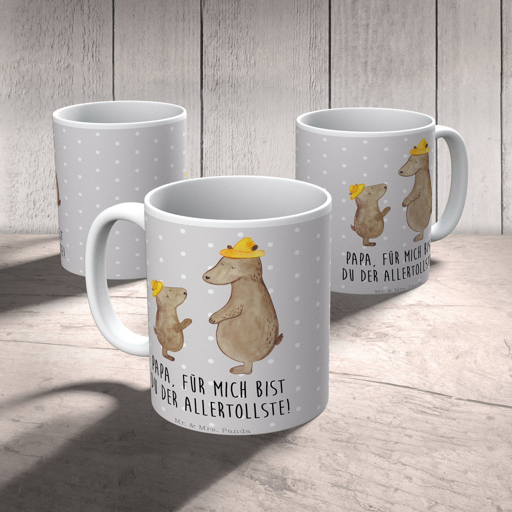 Tasse Bären mit Hut Bär, Bären, Vater, Papa, Vatertag, Papi, Paps, Dad, Daddy, Lieblingsmensch, Sohn, Söhne, Kind, Kinder, Vater-Sohn, Familie, Family, Vorbild Becher, Kaffeetasse, Kaffeebecher, Tee, Frühstück, Büro  Familie, Vatertag, Muttertag, Bruder, Schwester, Mama, Papa, Oma, Opa