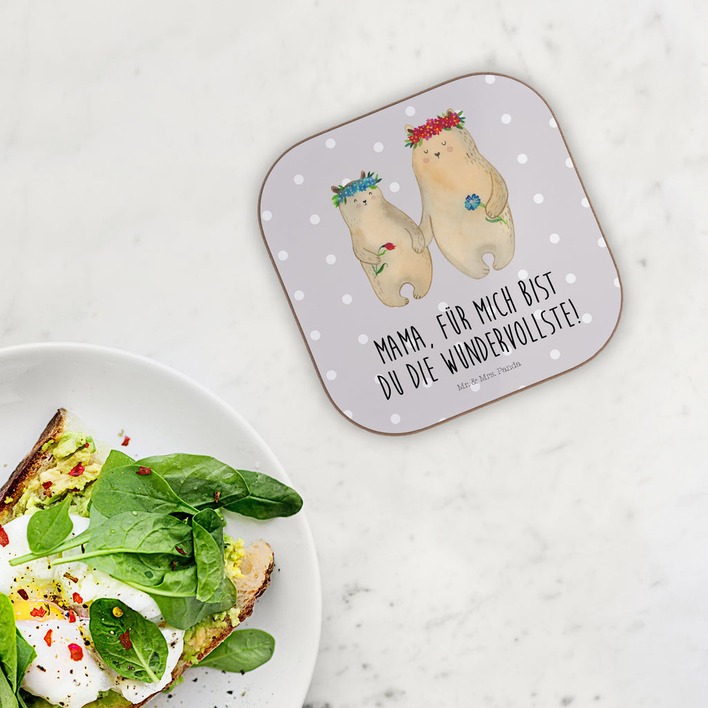 Quadratische Untersetzer Bären mit Blumenkranz Bierdeckel, Glasuntersetzer, Untersetzer Gläser, Getränkeuntersetzer, Familie, Vatertag, Muttertag, Bruder, Schwester, Mama, Papa, Oma, Opa, Bär, Bären, Mutter, Mutti, Mami, Lieblingsmensch, Lieblingsmama, beste Mutter, weltbeste Mama, Geschenk Mama. Muttertag, Tochter, Kind, Kinder, Töchter, Family, Vorbild