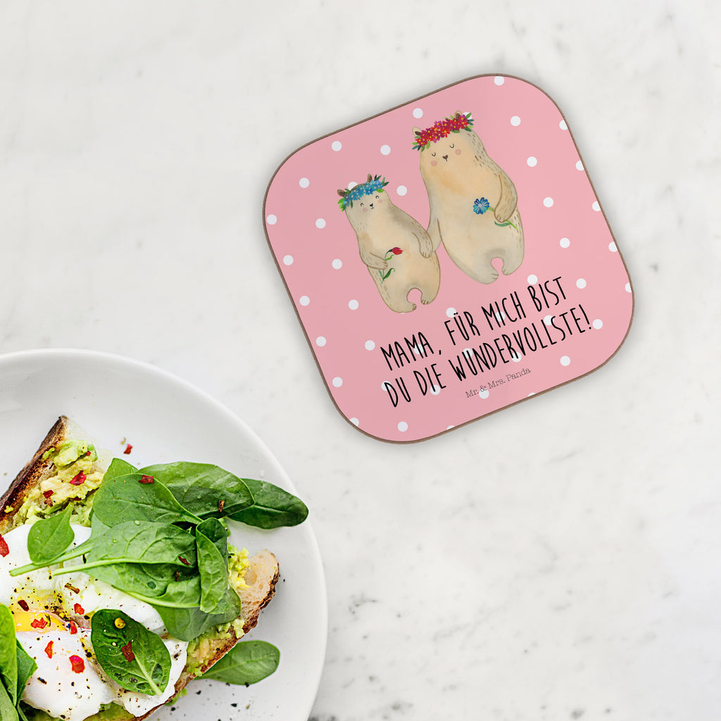 Quadratische Untersetzer Bären mit Blumenkranz Bierdeckel, Glasuntersetzer, Untersetzer Gläser, Getränkeuntersetzer, Familie, Vatertag, Muttertag, Bruder, Schwester, Mama, Papa, Oma, Opa, Bär, Bären, Mutter, Mutti, Mami, Lieblingsmensch, Lieblingsmama, beste Mutter, weltbeste Mama, Geschenk Mama. Muttertag, Tochter, Kind, Kinder, Töchter, Family, Vorbild
