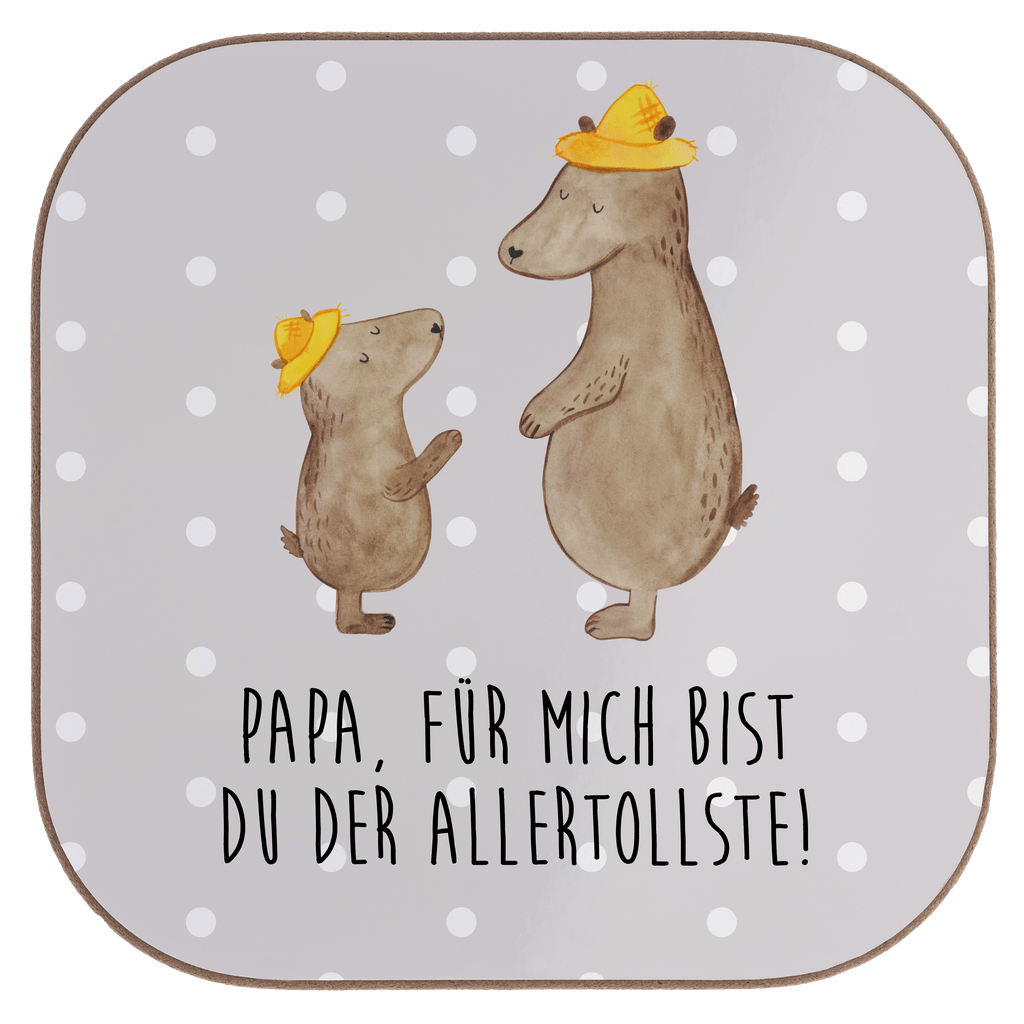 Quadratische Untersetzer Bären mit Hut Bierdeckel, Glasuntersetzer, Untersetzer Gläser, Getränkeuntersetzer, Familie, Vatertag, Muttertag, Bruder, Schwester, Mama, Papa, Oma, Opa, Bär, Bären, Vater, Papi, Paps, Dad, Daddy, Lieblingsmensch, Sohn, Söhne, Kind, Kinder, Vater-Sohn, Family, Vorbild