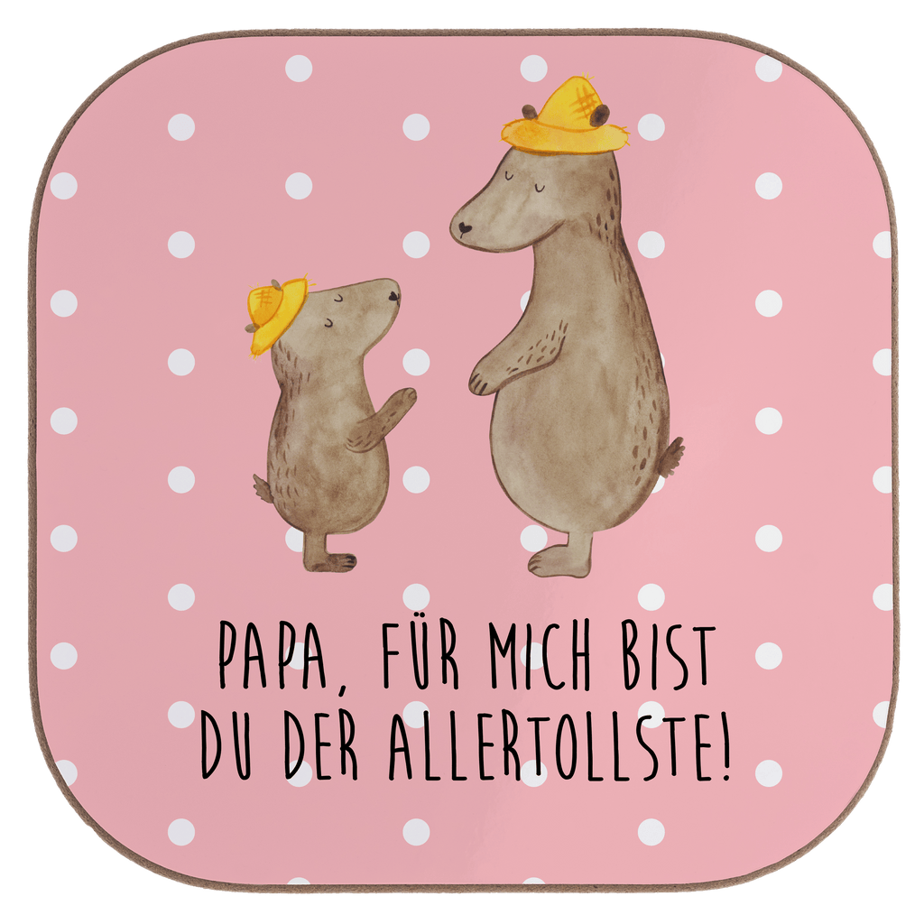 Quadratische Untersetzer Bären mit Hut Bierdeckel, Glasuntersetzer, Untersetzer Gläser, Getränkeuntersetzer, Familie, Vatertag, Muttertag, Bruder, Schwester, Mama, Papa, Oma, Opa, Bär, Bären, Vater, Papi, Paps, Dad, Daddy, Lieblingsmensch, Sohn, Söhne, Kind, Kinder, Vater-Sohn, Family, Vorbild