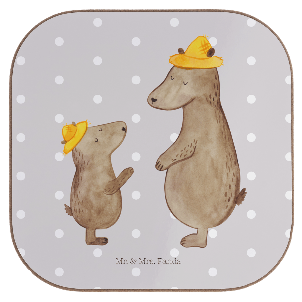 Quadratische Untersetzer Bären mit Hut Bierdeckel, Glasuntersetzer, Untersetzer Gläser, Getränkeuntersetzer, Familie, Vatertag, Muttertag, Bruder, Schwester, Mama, Papa, Oma, Opa, Bär, Bären, Vater, Papi, Paps, Dad, Daddy, Lieblingsmensch, Sohn, Söhne, Kind, Kinder, Vater-Sohn, Family, Vorbild