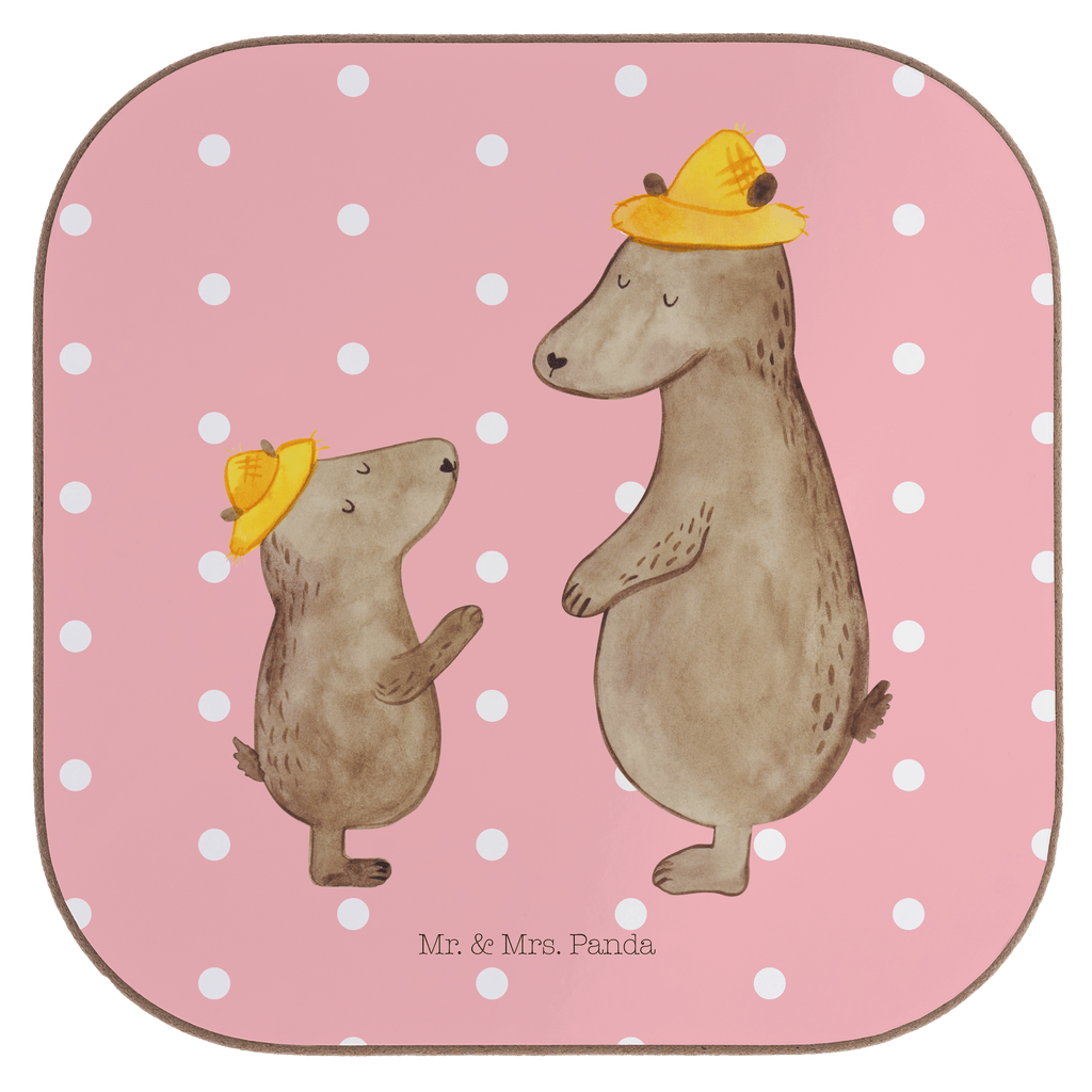 Quadratische Untersetzer Bären mit Hut Bierdeckel, Glasuntersetzer, Untersetzer Gläser, Getränkeuntersetzer, Familie, Vatertag, Muttertag, Bruder, Schwester, Mama, Papa, Oma, Opa, Bär, Bären, Vater, Papi, Paps, Dad, Daddy, Lieblingsmensch, Sohn, Söhne, Kind, Kinder, Vater-Sohn, Family, Vorbild