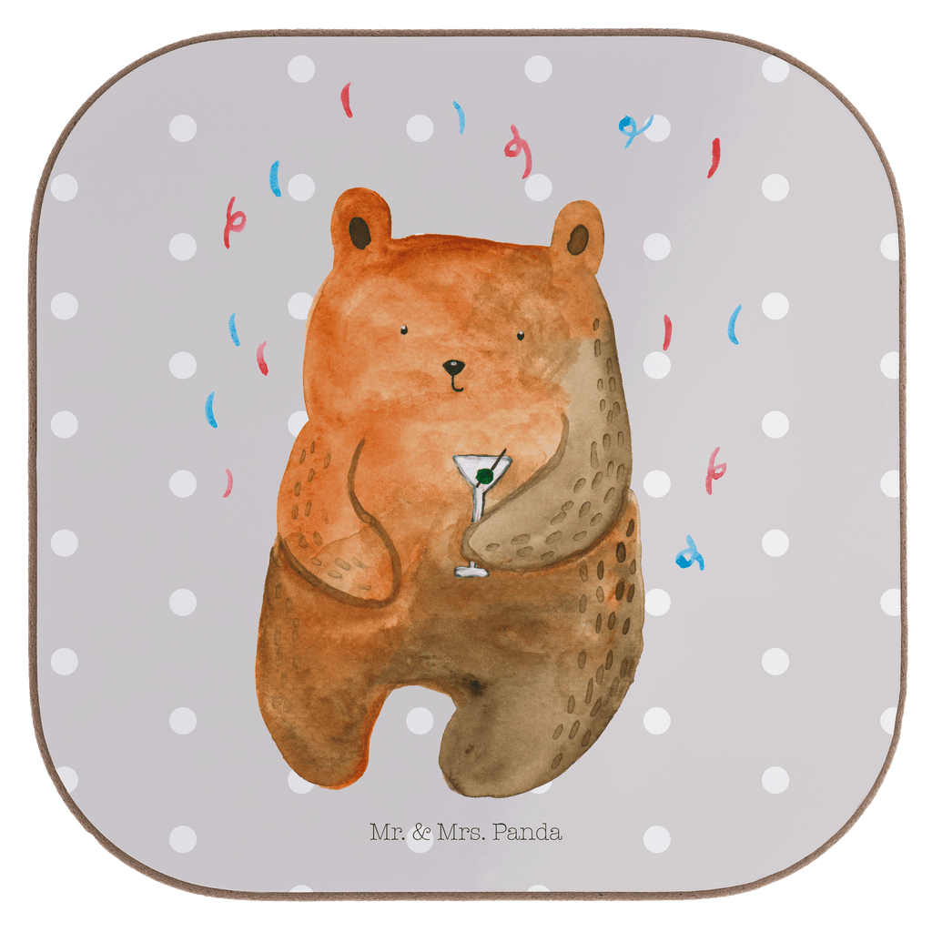 Quadratische Untersetzer Bär Party Bierdeckel, Glasuntersetzer, Untersetzer Gläser, Getränkeuntersetzer, Bär, Teddy, Teddybär, Geburtstag, Geburtstagsgeschenk, Geschenk, Party, Feiern, Abfeiern, Mitbringsel, Gute Laune, Lustig