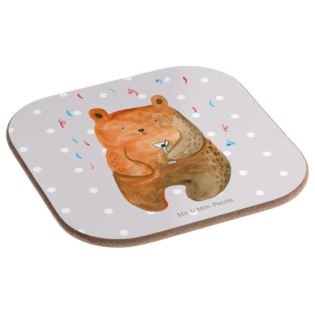 Quadratische Untersetzer Bär Party Bierdeckel, Glasuntersetzer, Untersetzer Gläser, Getränkeuntersetzer, Bär, Teddy, Teddybär, Geburtstag, Geburtstagsgeschenk, Geschenk, Party, Feiern, Abfeiern, Mitbringsel, Gute Laune, Lustig