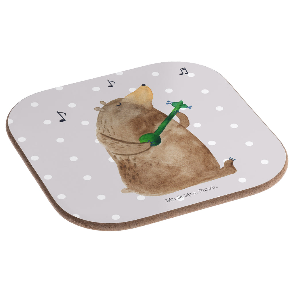 Quadratische Untersetzer Bär Gitarre Bierdeckel, Glasuntersetzer, Untersetzer Gläser, Getränkeuntersetzer, Bär, Teddy, Teddybär