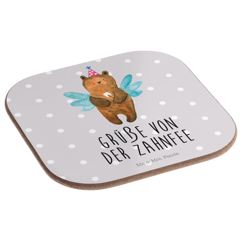Quadratische Untersetzer Zahnfee Bär Bierdeckel, Glasuntersetzer, Untersetzer Gläser, Getränkeuntersetzer, Bär, Teddy, Teddybär, Zahnfee, Fee, Milchzahn, Erster Zahn