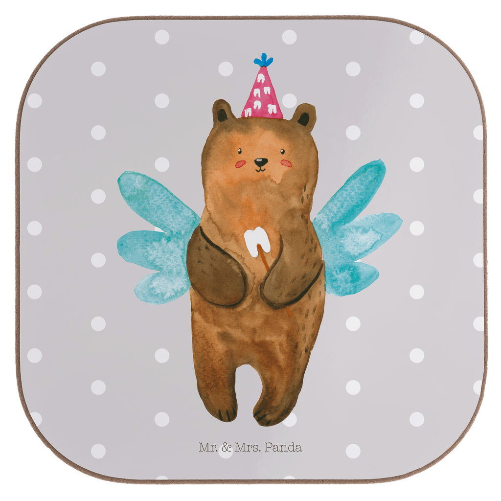 Quadratische Untersetzer Zahnfee Bär Bierdeckel, Glasuntersetzer, Untersetzer Gläser, Getränkeuntersetzer, Bär, Teddy, Teddybär, Zahnfee, Fee, Milchzahn, Erster Zahn