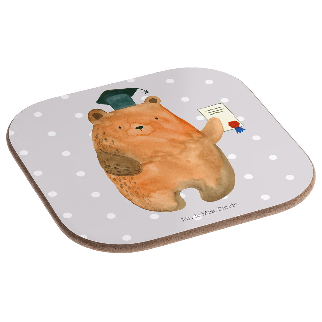 Quadratische Untersetzer Prüfungsbär Bierdeckel, Glasuntersetzer, Untersetzer Gläser, Getränkeuntersetzer, Bär, Teddy, Teddybär, Abitur, Prüfungen, Prüfung bestanden, Abschluss, Zeugnis, Abschlusszeugnis