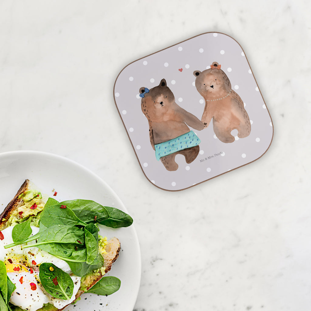 Quadratische Untersetzer Bär Freundin Bierdeckel, Glasuntersetzer, Untersetzer Gläser, Getränkeuntersetzer, Bär, Teddy, Teddybär, Bär Freundin Beste Freund Liebe Liebesbeweis Verliebt Kumpel Kumpeliene