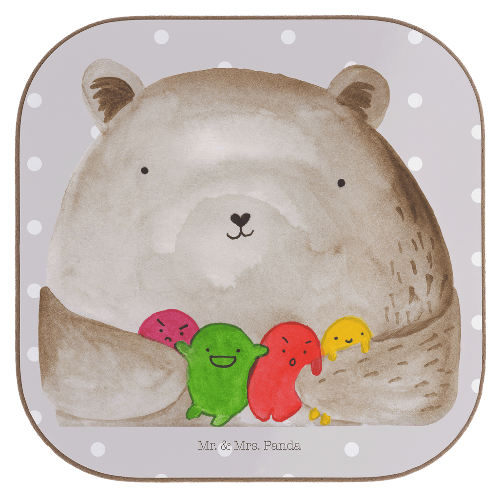 Quadratische Untersetzer Bär Gefühl Bierdeckel, Glasuntersetzer, Untersetzer Gläser, Getränkeuntersetzer, Bär, Teddy, Teddybär, Wahnsinn, Verrückt, Durchgedreht