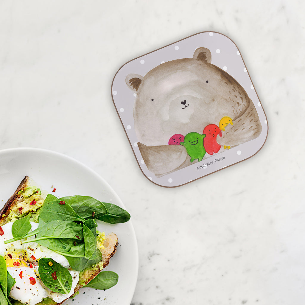 Quadratische Untersetzer Bär Gefühl Bierdeckel, Glasuntersetzer, Untersetzer Gläser, Getränkeuntersetzer, Bär, Teddy, Teddybär, Wahnsinn, Verrückt, Durchgedreht