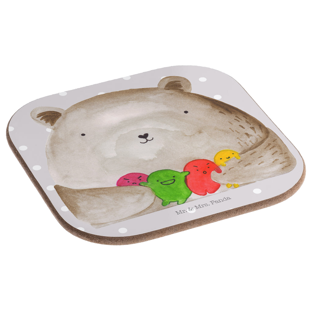 Quadratische Untersetzer Bär Gefühl Bierdeckel, Glasuntersetzer, Untersetzer Gläser, Getränkeuntersetzer, Bär, Teddy, Teddybär, Wahnsinn, Verrückt, Durchgedreht