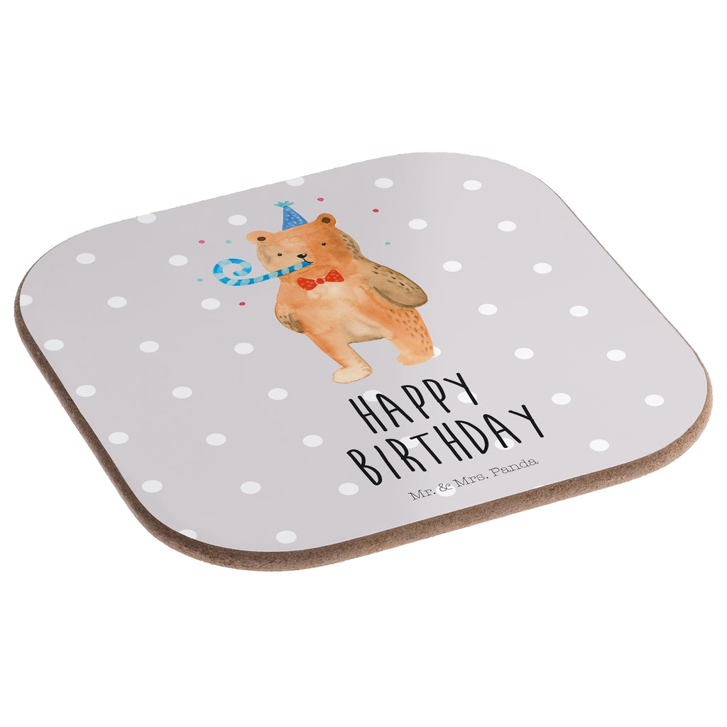 Quadratische Untersetzer Birthday Bär Bierdeckel, Glasuntersetzer, Untersetzer Gläser, Getränkeuntersetzer, Bär, Teddy, Teddybär, Happy Birthday, Alles Gute, Glückwunsch, Geburtstag