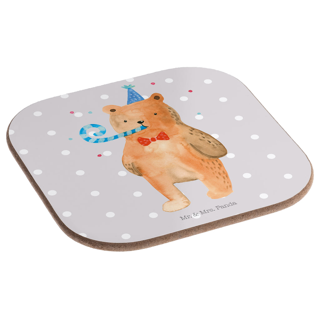 Quadratische Untersetzer Birthday Bär Bierdeckel, Glasuntersetzer, Untersetzer Gläser, Getränkeuntersetzer, Bär, Teddy, Teddybär, Happy Birthday, Alles Gute, Glückwunsch, Geburtstag