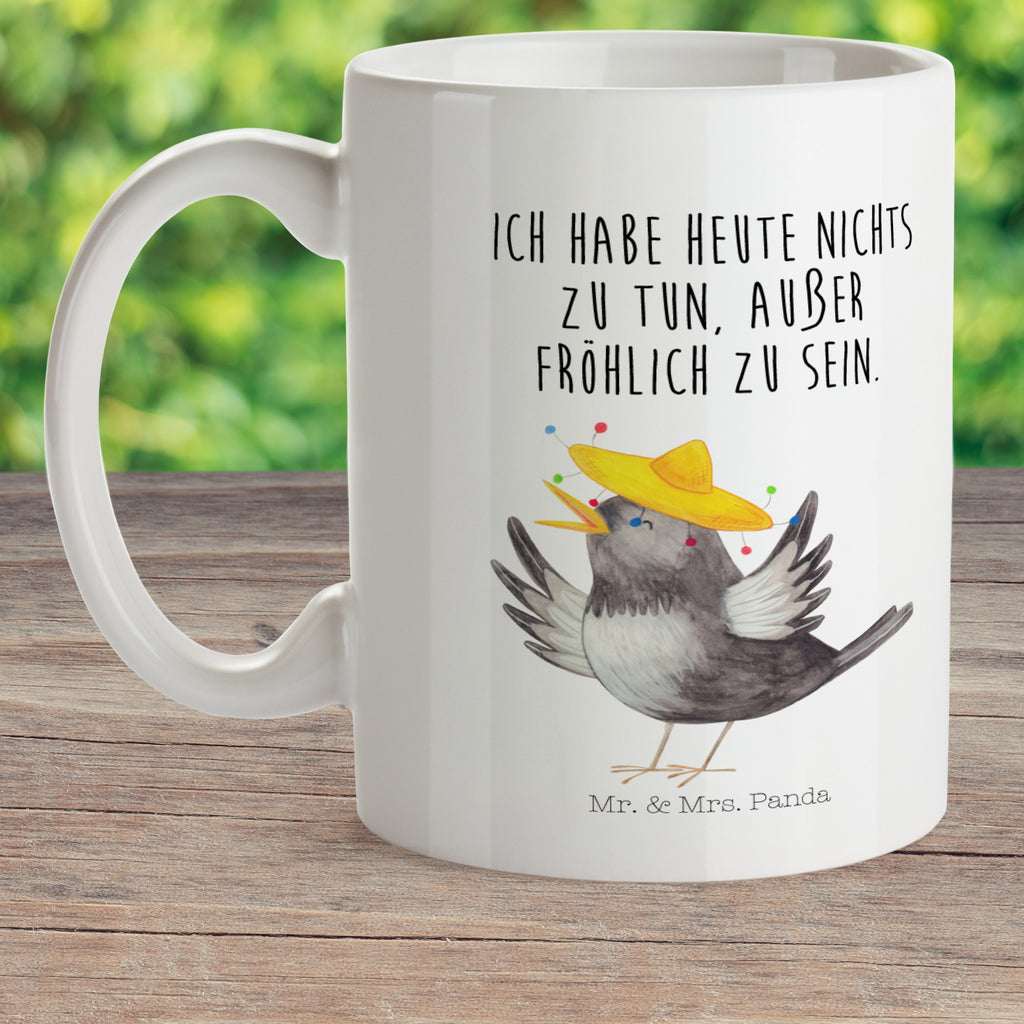 Kindertasse Rabe mit Sombrero Kunststoff Tasse, Kindergarten, Tasse, Trinkbecher, Camping Becher, Kaffeetasse, Kunststoffbecher, Kindergartenbecher, Outdoorgeschirr, Kunststoffgeschirr, Reisebecher, Reisetasse, Kinderbecher, Tiermotive, Gute Laune, lustige Sprüche, Tiere, Rabe, Vogel, Vögel, Spruch positiv, fröhlich sein, glücklich sein, Glück Spruch, froh, Elster, Motivation