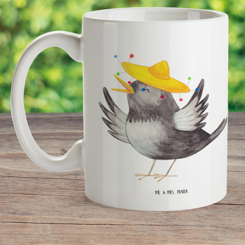 Kindertasse Rabe mit Sombrero Kunststoff Tasse, Kindergarten, Tasse, Trinkbecher, Camping Becher, Kaffeetasse, Kunststoffbecher, Kindergartenbecher, Outdoorgeschirr, Kunststoffgeschirr, Reisebecher, Reisetasse, Kinderbecher, Tiermotive, Gute Laune, lustige Sprüche, Tiere, Rabe, Vogel, Vögel, Spruch positiv, fröhlich sein, glücklich sein, Glück Spruch, froh, Elster, Motivation