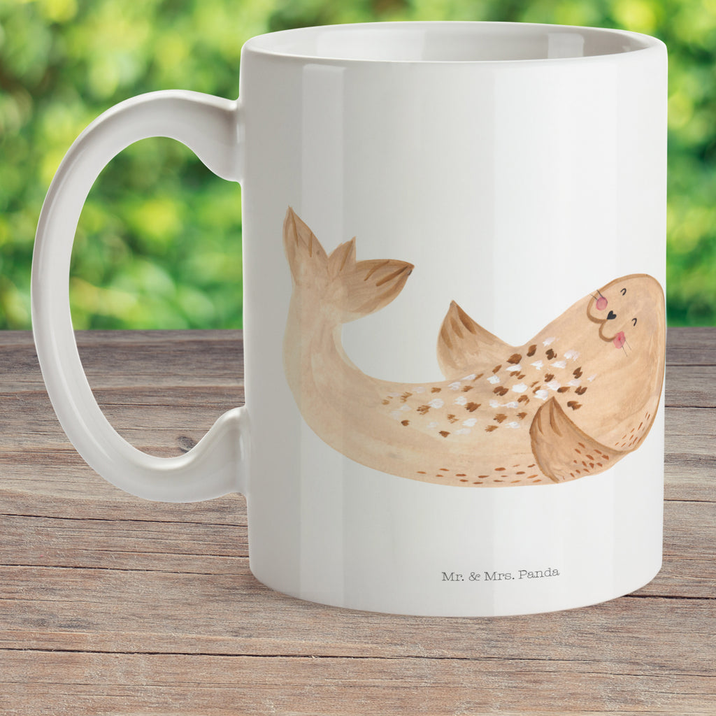 Kindertasse Robbe liegend Kunststoff Tasse, Kindergarten, Tasse, Trinkbecher, Camping Becher, Kaffeetasse, Kunststoffbecher, Kindergartenbecher, Outdoorgeschirr, Kunststoffgeschirr, Reisebecher, Reisetasse, Kinderbecher, Tiermotive, Gute Laune, lustige Sprüche, Tiere, Robbe, Robben, Seehund, Strand, Meerestier, Ostsee, Nordsee, Lachen, Freude