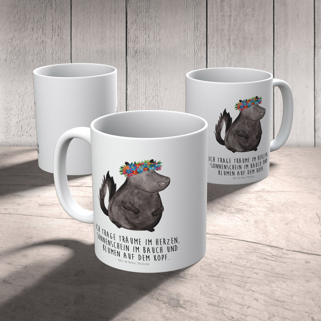 Kindertasse Stinktier Blumenmaedchen Kunststoff Tasse, Kindergarten, Tasse, Trinkbecher, Camping Becher, Kaffeetasse, Kunststoffbecher, Kindergartenbecher, Outdoorgeschirr, Kunststoffgeschirr, Reisebecher, Reisetasse, Kinderbecher, Stinktier, Skunk, Wildtier, Raubtier, Stinker, Stinki, Yoga, Namaste, Lebe, Liebe, Lache