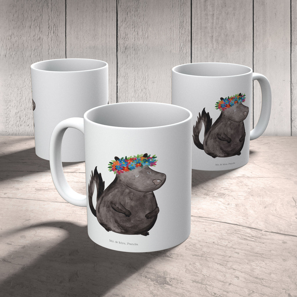 Kindertasse Stinktier Blumenmaedchen Kunststoff Tasse, Kindergarten, Tasse, Trinkbecher, Camping Becher, Kaffeetasse, Kunststoffbecher, Kindergartenbecher, Outdoorgeschirr, Kunststoffgeschirr, Reisebecher, Reisetasse, Kinderbecher, Stinktier, Skunk, Wildtier, Raubtier, Stinker, Stinki, Yoga, Namaste, Lebe, Liebe, Lache