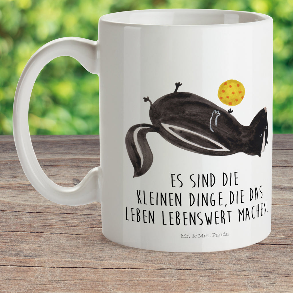 Kindertasse Stinktier Ball Kunststoff Tasse, Kindergarten, Tasse, Trinkbecher, Camping Becher, Kaffeetasse, Kunststoffbecher, Kindergartenbecher, Outdoorgeschirr, Kunststoffgeschirr, Reisebecher, Reisetasse, Kinderbecher, Stinktier, Skunk, Wildtier, Raubtier, Stinker, Stinki, verspielt, Weisheit