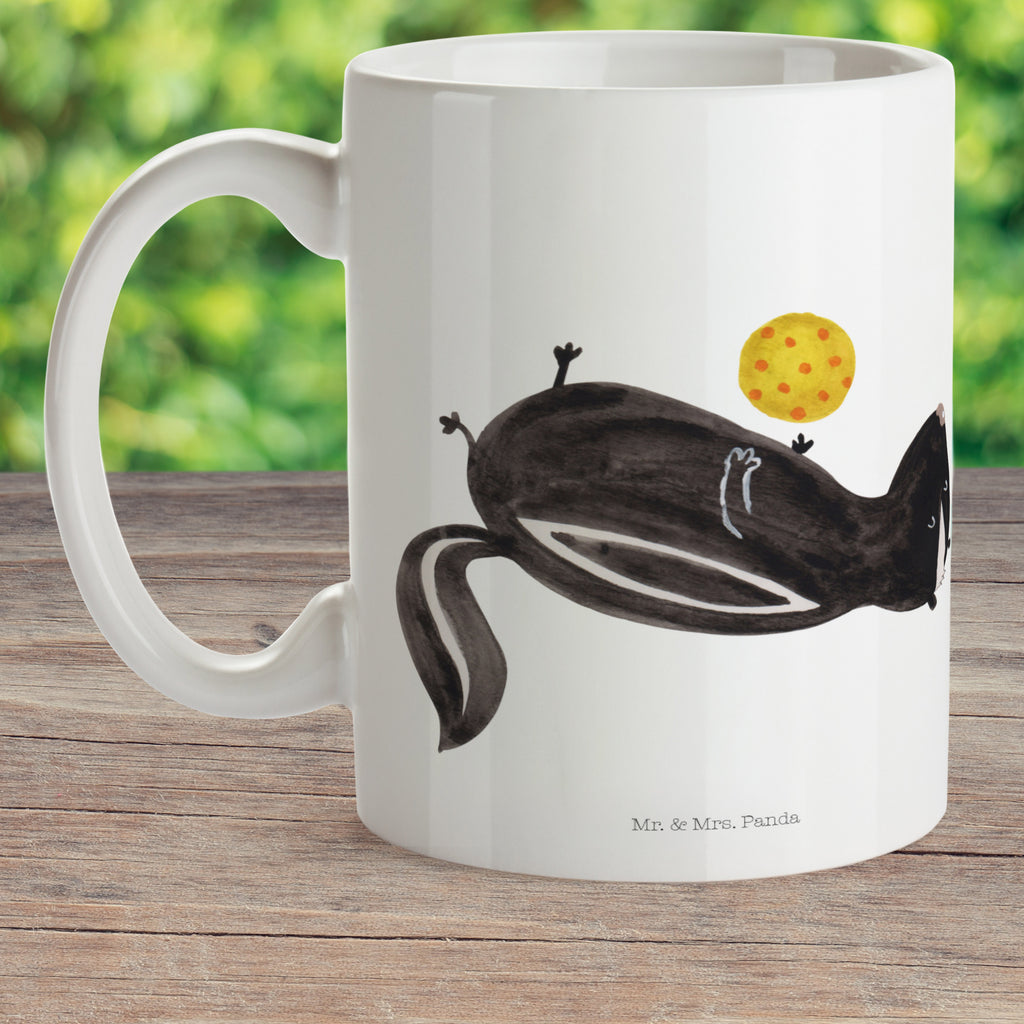 Kindertasse Stinktier Ball Kunststoff Tasse, Kindergarten, Tasse, Trinkbecher, Camping Becher, Kaffeetasse, Kunststoffbecher, Kindergartenbecher, Outdoorgeschirr, Kunststoffgeschirr, Reisebecher, Reisetasse, Kinderbecher, Stinktier, Skunk, Wildtier, Raubtier, Stinker, Stinki, verspielt, Weisheit