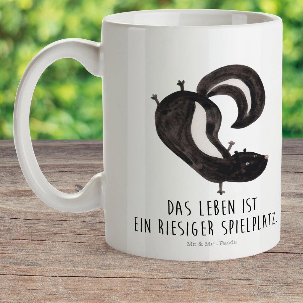 Kindertasse Stinktier Handstand Kunststoff Tasse, Kindergarten, Tasse, Trinkbecher, Camping Becher, Kaffeetasse, Kunststoffbecher, Kindergartenbecher, Outdoorgeschirr, Kunststoffgeschirr, Reisebecher, Reisetasse, Kinderbecher, Stinktier, Skunk, Wildtier, Raubtier, Stinker, Stinki, Spielplatz, verpielt, Kind