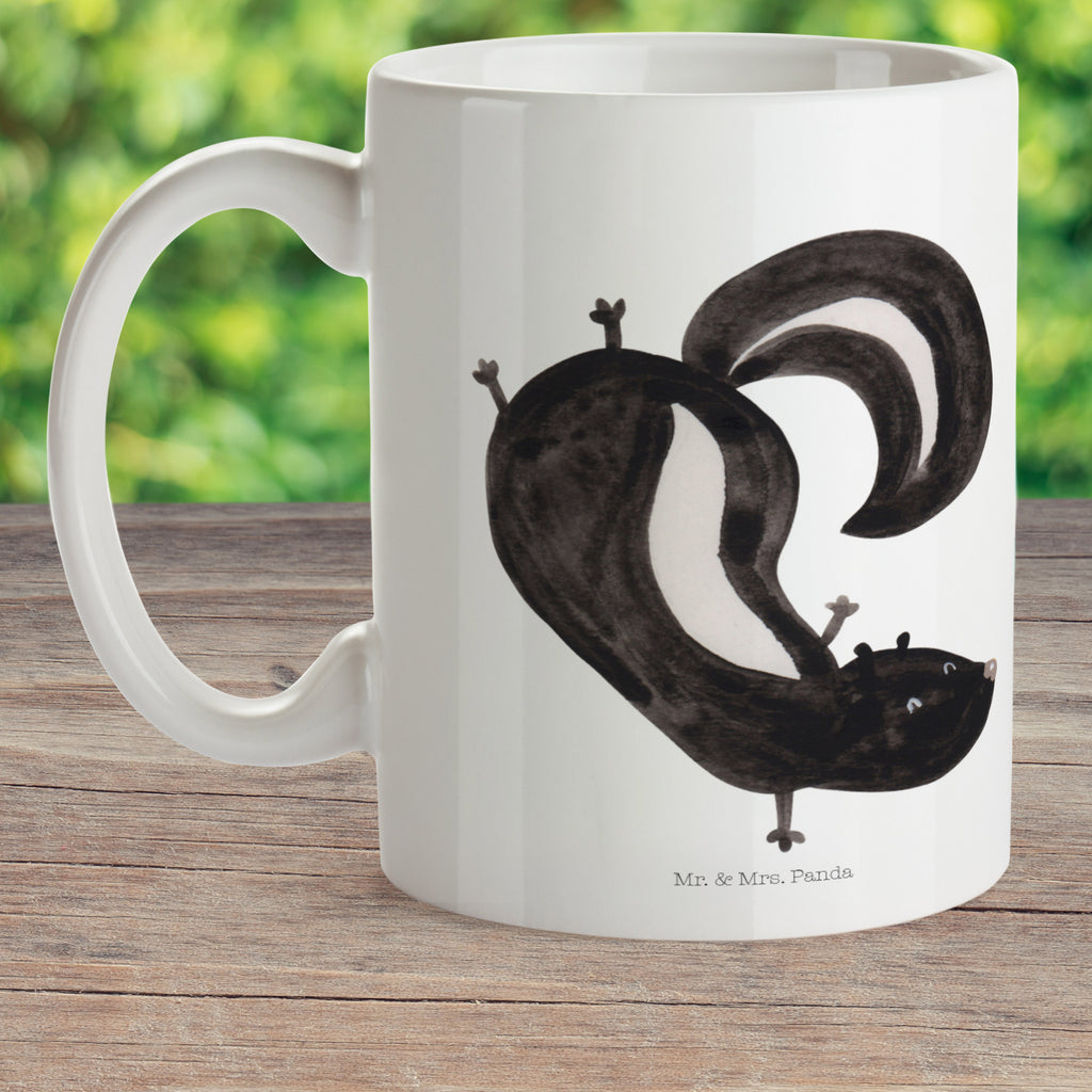 Kindertasse Stinktier Handstand Kunststoff Tasse, Kindergarten, Tasse, Trinkbecher, Camping Becher, Kaffeetasse, Kunststoffbecher, Kindergartenbecher, Outdoorgeschirr, Kunststoffgeschirr, Reisebecher, Reisetasse, Kinderbecher, Stinktier, Skunk, Wildtier, Raubtier, Stinker, Stinki, Spielplatz, verpielt, Kind