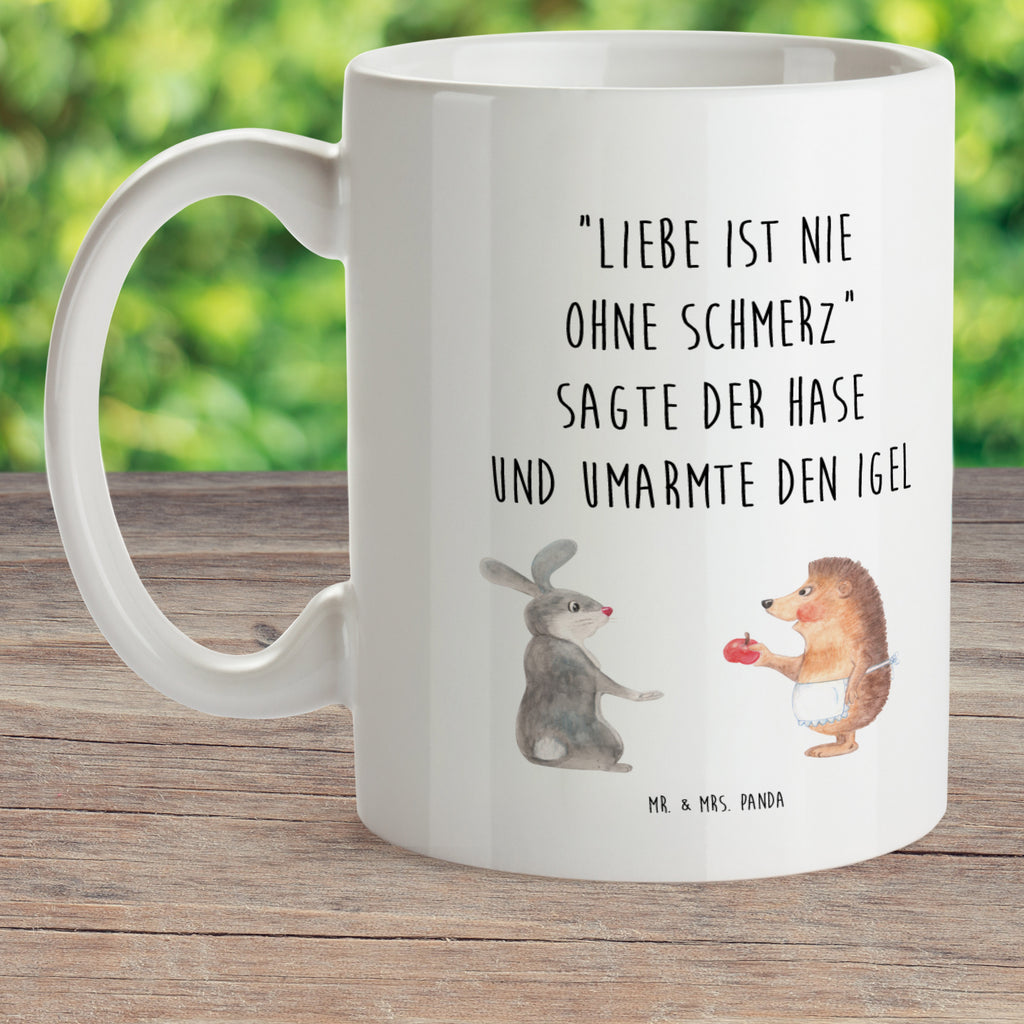 Kindertasse Liebe ist nie ohne Schmerz Kunststoff Tasse, Kindergarten, Tasse, Trinkbecher, Camping Becher, Kaffeetasse, Kunststoffbecher, Kindergartenbecher, Outdoorgeschirr, Kunststoffgeschirr, Reisebecher, Reisetasse, Kinderbecher, Tiermotive, Gute Laune, lustige Sprüche, Tiere, Igel und Hase, Igel, Hase, Liebe Spruch, Liebeskummer Geschenk, Herzschmerz, Trösten, Trennungsschmerz, Spruch romantisch