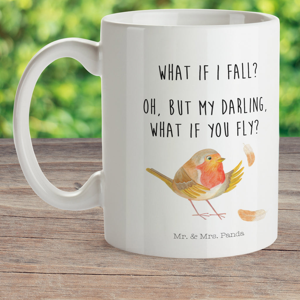 Kindertasse Rotkehlchen mit Federn Kunststoff Tasse, Kindergarten, Tasse, Trinkbecher, Camping Becher, Kaffeetasse, Kunststoffbecher, Kindergartenbecher, Outdoorgeschirr, Kunststoffgeschirr, Reisebecher, Reisetasse, Kinderbecher, Tiermotive, Gute Laune, lustige Sprüche, Tiere, What if i fall, Rotkehlchen, Spruch Motivation, Spruch Mut, Vogel, Motivation Sprüche, Motivationsbilder, fliegen