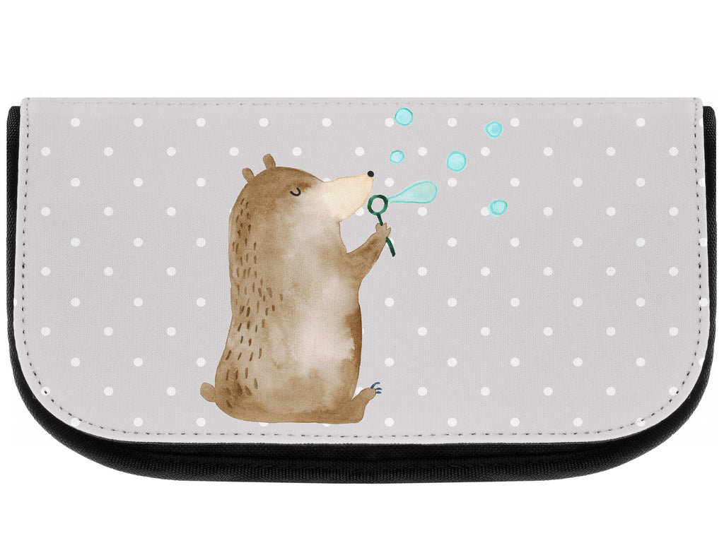 Kosmetiktasche Bär Seifenblasen Kosmetikbeutel, Kulturtasche, Kulturbeutel, Schminktasche, Make-Up Tasche, Bär, Teddy, Teddybär, Seifenblasen Bär Lustig Sein Glücklich Traurig Happy