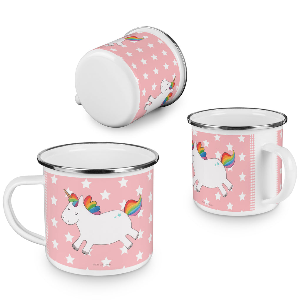 Camping Emaille Tasse Einhorn Happy Campingtasse, Trinkbecher, Metalltasse, Outdoor Tasse, Emaille Trinkbecher, Blechtasse Outdoor, Emaille Campingbecher, Edelstahl Trinkbecher, Metalltasse für Camping, Kaffee Blechtasse, Camping Tasse Metall, Einhorn, Einhörner, Einhorn Deko, Pegasus, Unicorn, glücklich, fröhlich, Spaß, Freude, Lebensfreude, witzig, spannend, Lächeln, Lachen