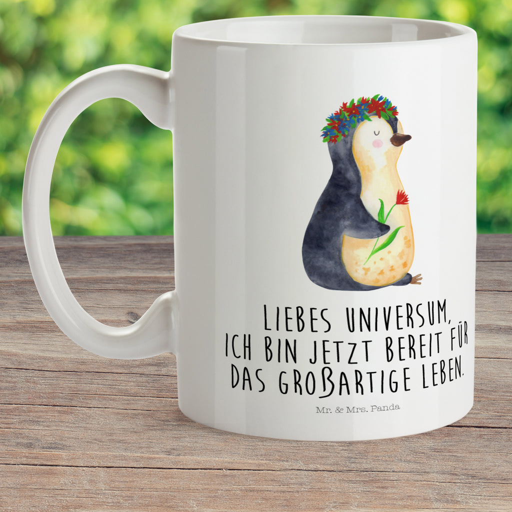 Kindertasse Pinguin Blumenkranz Kunststoff Tasse, Kindergarten, Tasse, Trinkbecher, Camping Becher, Kaffeetasse, Kunststoffbecher, Kindergartenbecher, Outdoorgeschirr, Kunststoffgeschirr, Reisebecher, Reisetasse, Kinderbecher, Pinguin, Pinguine, Blumenkranz, Universum, Leben, Wünsche, Ziele, Lebensziele, Motivation, Lebenslust, Liebeskummer, Geschenkidee