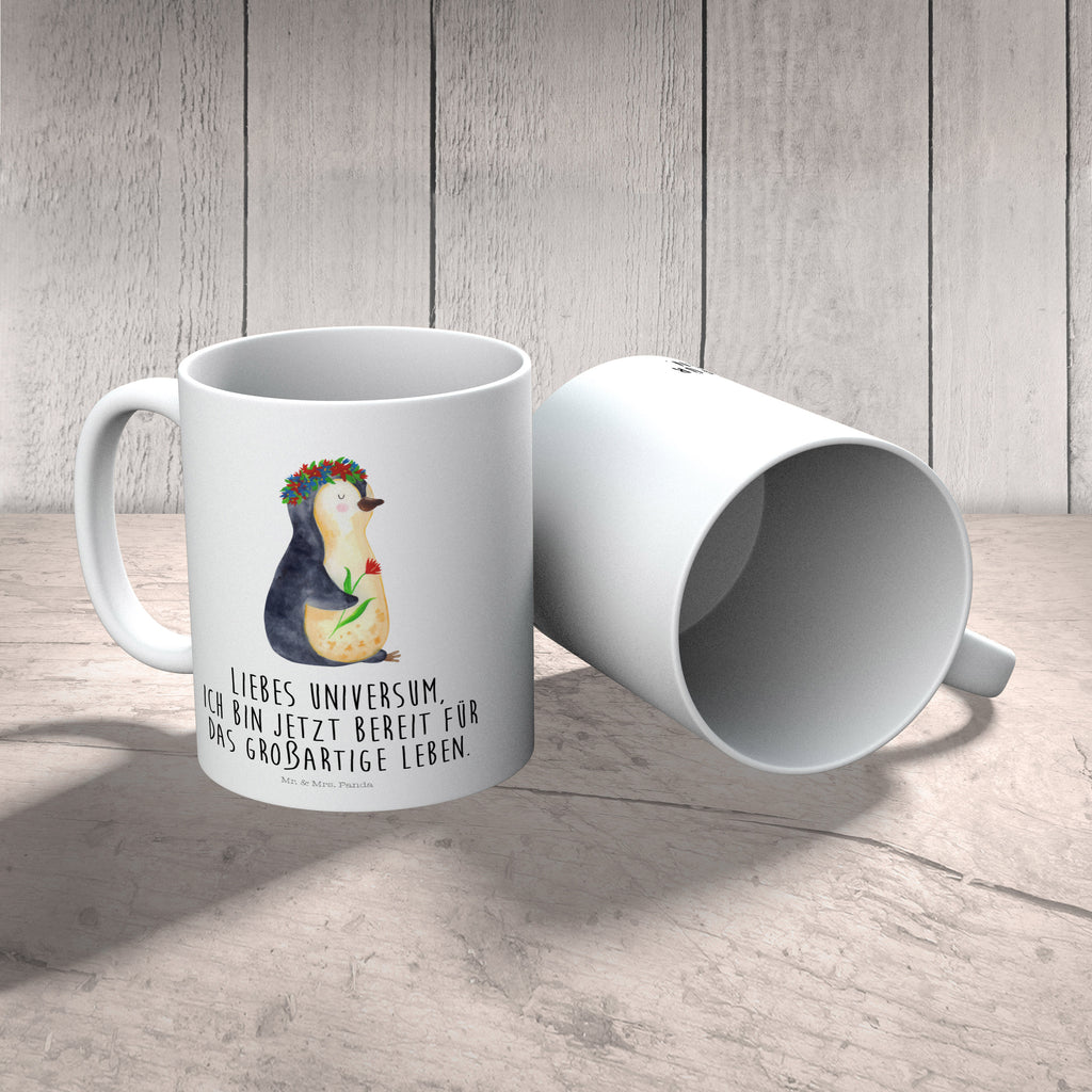 Kindertasse Pinguin Blumenkranz Kunststoff Tasse, Kindergarten, Tasse, Trinkbecher, Camping Becher, Kaffeetasse, Kunststoffbecher, Kindergartenbecher, Outdoorgeschirr, Kunststoffgeschirr, Reisebecher, Reisetasse, Kinderbecher, Pinguin, Pinguine, Blumenkranz, Universum, Leben, Wünsche, Ziele, Lebensziele, Motivation, Lebenslust, Liebeskummer, Geschenkidee