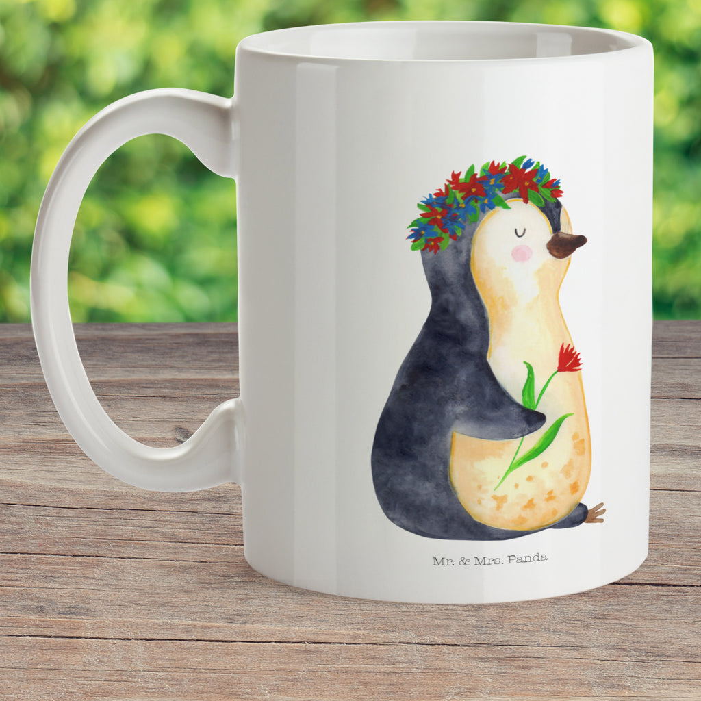 Kindertasse Pinguin Blumenkranz Kunststoff Tasse, Kindergarten, Tasse, Trinkbecher, Camping Becher, Kaffeetasse, Kunststoffbecher, Kindergartenbecher, Outdoorgeschirr, Kunststoffgeschirr, Reisebecher, Reisetasse, Kinderbecher, Pinguin, Pinguine, Blumenkranz, Universum, Leben, Wünsche, Ziele, Lebensziele, Motivation, Lebenslust, Liebeskummer, Geschenkidee