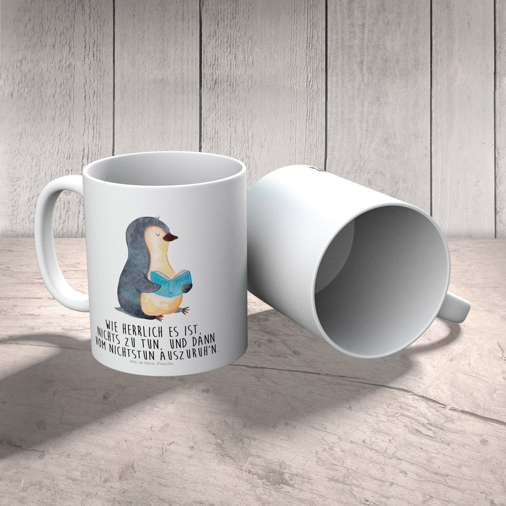 Kindertasse Pinguin Buch Kunststoff Tasse, Kindergarten, Tasse, Trinkbecher, Camping Becher, Kaffeetasse, Kunststoffbecher, Kindergartenbecher, Outdoorgeschirr, Kunststoffgeschirr, Reisebecher, Reisetasse, Kinderbecher, Pinguin, Pinguine, Buch, Lesen, Bücherwurm, Nichtstun, Faulenzen, Ferien, Urlaub, Freizeit